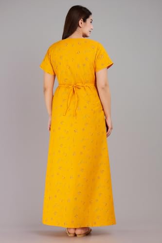 Image of Bresdk Women's Cotton Embroidered Jaipuri Nighty Gown - Pack of 2 Rajasthani Print Maxi Night Dress with Pocket - Soft & Comfortable Ladies Sleepwear & Loungewear