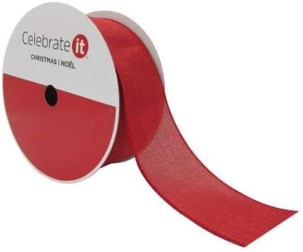 2.5" Faux Linen Wired Ribbon by Celebrate It Christmas