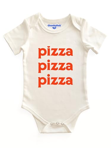Chunky Deli Pizza Pizza Pizza Baby Bodysuit Gender Neutral Italian Foodie Outfit Soft 100% Cotton Short Sleeve One-Piece