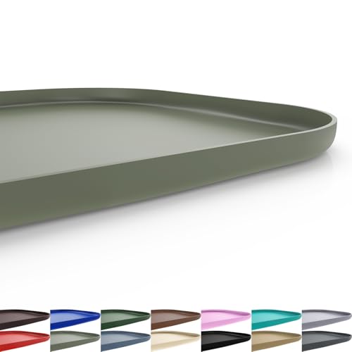 SMILOOL Silicone Pet Feeding Mat with Raised Edge for Food and Water, Dog Bowl Mats, Cat Bowls Placemat with High Lip for Floor Waterproof, Rubber Tray for Cats and Dogs 19 x 12 x0.7 Light Olive Green