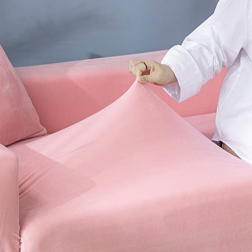 Kristing Rich Velvet Couch Cover Stretch 2 Pieces L-Shaped Couch Cover Anti-Slip Sectional Sofa Slipcover With Straps Bottom Luxury Thick Sofa Covers For Sectional Anti-Slip (3+4 Seaters,Orange) #TOP2