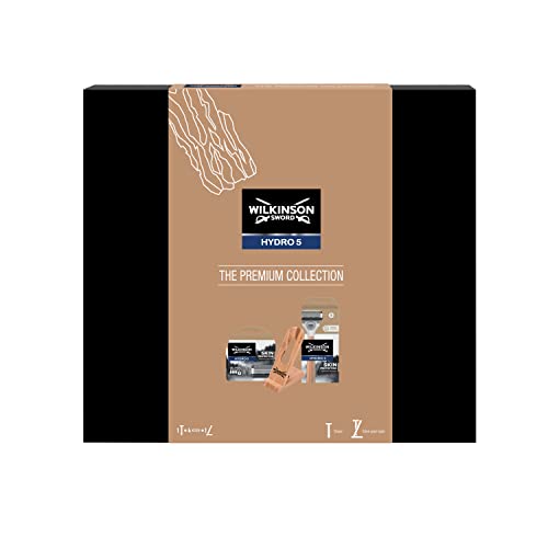 Wilkinson Sword Barber's Style - Caja de regalo Premium Collection - Contiene 1 afeitadora Hydro 5 Premium Edition, cuchillas de recarga Hydro 5 Premium Edition y 1 soporte de afeitadora