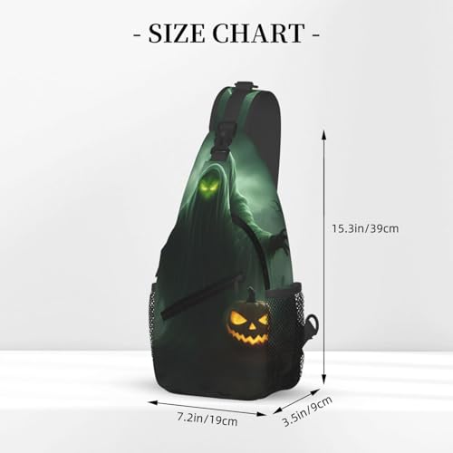 Green Ghost Horror Halloween Pumpkin Stylish Men'S Messenger Bag - Durable Polyester, Huge Capacity & Adjustable Strap3