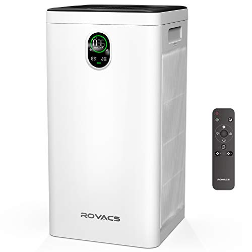 ROVACS Air Purifier, HEPA Air Purifiers for Home Large Room, Air Purifier Up to 1780ft² Per 30Min, Smart Air Purifier with H13 HEPA 8-in-1 Filters, 24h Timer, Child Lock, for 99.99 Pollen, White, VOC