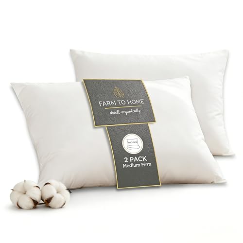 Farm to Home Feather and Down Pillows, 100% Organic Cotton Cover Pillows, Luxury Hotel Collection...