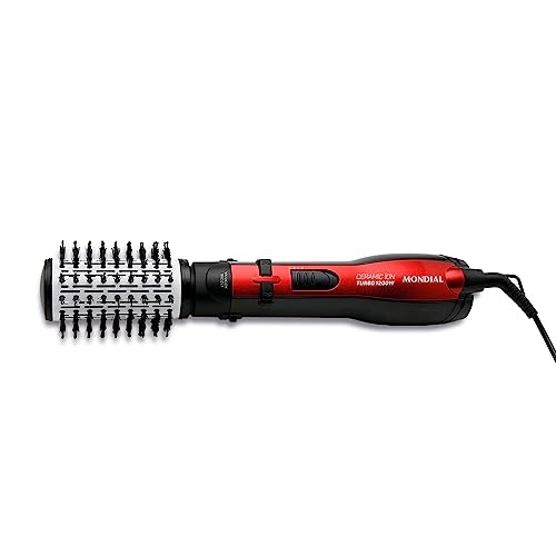 MONDIAL Escova Rotativa Ceramic Íon Turbo, Vermelho/Preto, 110V - ER-09 MONDIAL Escova Rotativa Ceramic Íon Turbo, Vermelho/Preto, 110V - ER-09
