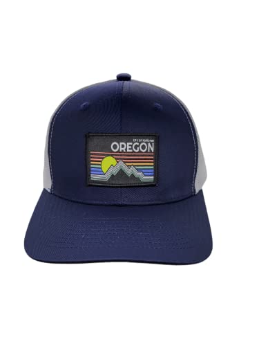 Trucker Hat - Oregon Cap with Vintage Syle Patch (Navy/White)