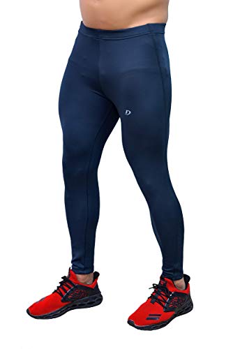 DECISIVE Fitness Men's Full Length Running Tights Gym Fitness Sportswear, Black, Navy-Blue, M