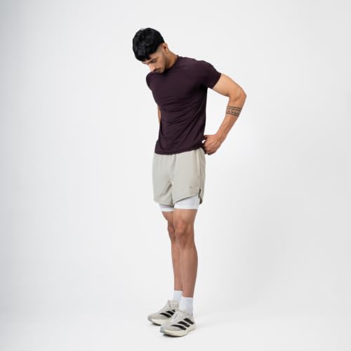 Image of Men's 2-in-1 Running Shorts | Built-in Compression Liner | 86% Nylon 14% Spandex | YKK Zip Pockets | Anti-Chafe Quick-Dry | Reflective