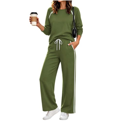 Sweatsuits For Women Crew Neck Casual Athleisure Loungewear Set Fall Daily - image 5