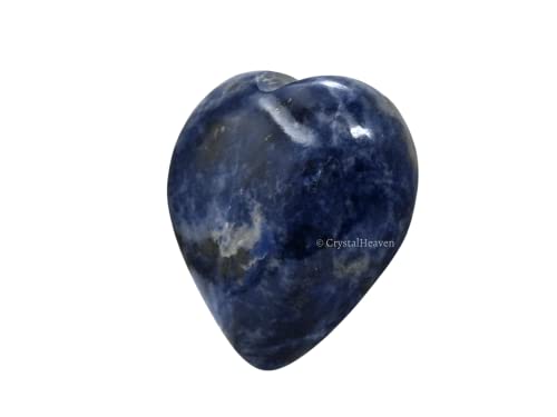 Image of Sodalite Crystal Heart Palm Pebbles Stones for Anxiety Stress Relief Massage - AAA Grade Original Healing Gemstone Agate Heart Palm Stone for Yoga Meditation Spiritual