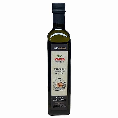 YAFFA Extra Virgin Olive Oil 500ml Bottle | 100% Natural, Fresh Harvest, Cold Pressed, Non-Allergenic, Premium Palestinian Olive Oil | Perfect for Sauteing, Frying, Grilling, Baking, & Salad Dressings