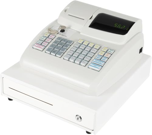 Caja Registradora Electrónica De 47 Teclas para Pequeños Negocios: Sistema De Gestión De Efectivo con 4 Ranuras para Billetes Y 5 Ranuras para Monedas. Ideal para Comercios Minoristas Y