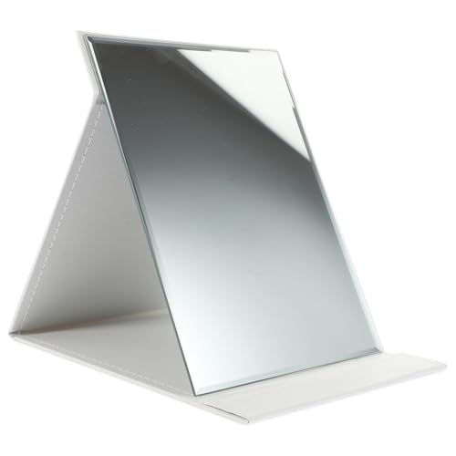PRETYZOOM Espejo De Mesa Plegable De Maquillaje Grande Blanco para Dormitorio y Tocador, Adecuado para Niñas y Mujeres, Diseño Moderno y Compacto para Uso Interior