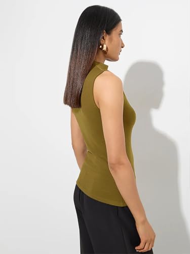 Image of KOTTY Women's Sleeveless High Neck Ribbed Tank Top Combo Pack of 2 Stylish Casual & Office Wear Tops