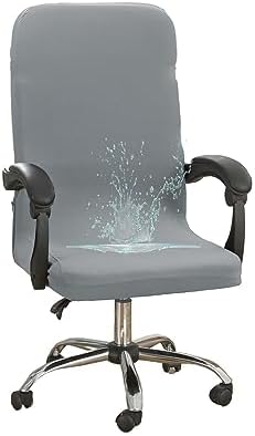 Acoolser Office Chair Covers, Water Resistant Stretch Computer Chair Slipcover with Durable Zipper Universal Fit Boss Modern Simplism Style High Back Chair (M, Smoke-Gray)