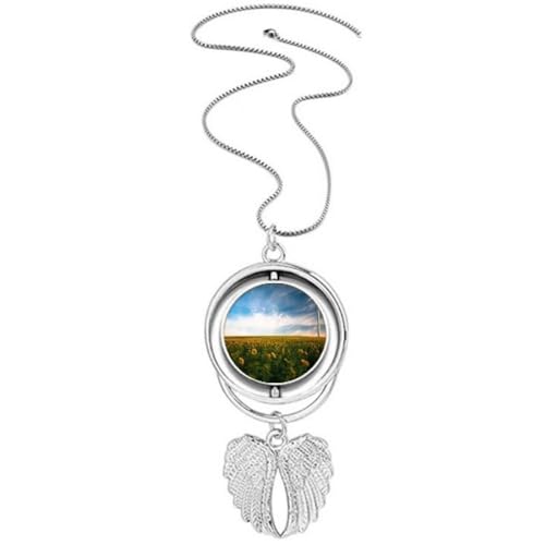Collier ailes d'ange bleu et tournesols, un bijou poétique plein de sérénité