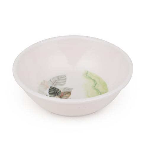 Image of Golden Fish Melamine Round Dinner Set of 18 (6 Plates + 6 Veg Bowls + 6 Half Plates) | Teal Floral Print | Unbreakable, Dishwasher & Microwave Safe