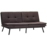 VIAGDO 70' Futon Sofa Bed PU Leather Sleeper Sofa Couch for Living Room Modern Convertible Sofa Bed with Adjustable Backrest and Armrest Recliner Couch for Small Space Apartment Dorm Office (Brown)