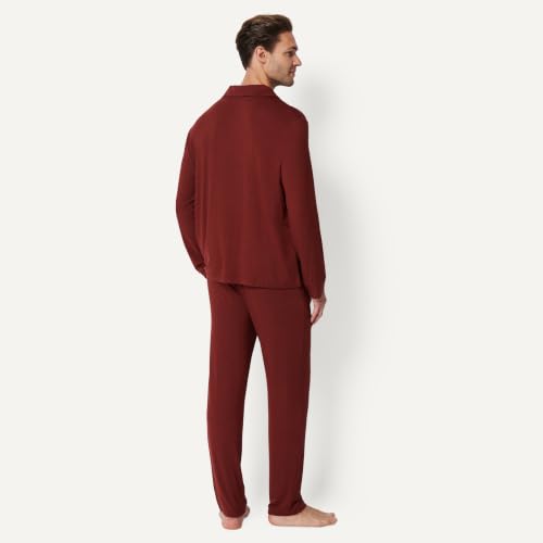 Image of Amazon Essentials x Sofia Grainge Men's Long Sleeve Relaxed Fit Breathable Modal Jersey Pajama Set, Loungewear