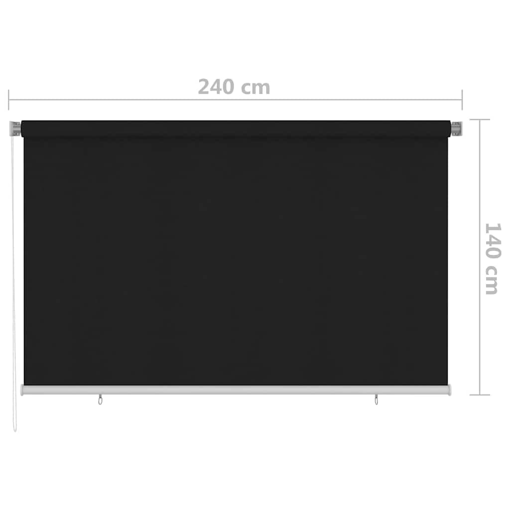 Roleta zewnętrzna, 240 x 140 cm, czarna, polietylen o wysokiej gęstości, ochrona przed słońcem, zaciemnienie, żaluzja na balkon, taras, okna, z akcesoriami montażowymi, ochrona przed