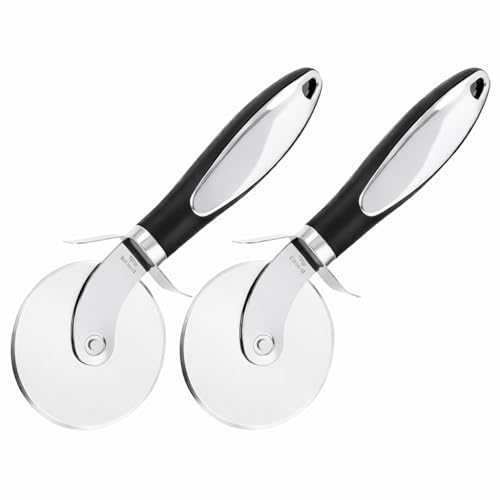2PCS Roulette à pizza inox premium, Coupe Pizza Professionnel avec Poignée Antidérapante, Couteau à Pizza Durable, Accessoire Pizza, Outil de Découpe Précis pour Pizza