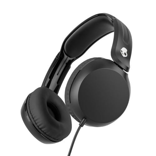 Image of Skullcandy Icon 180 Wired Headphones, Built-in 85dB Volume Limiter, Comfortable On-Ear Fit, Adjustable Headband, Convenient for Travel with 3.5mm AUX Plug, in-Line Microphone - True Black