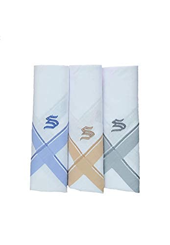 Image of GOLU MOLU Cotton White Formal Handkerchief Pack Of 6 | Office Travel Daily Use | Custom Initial Design | Free Size | Cotton Fabric | Customised N95 Mask Included