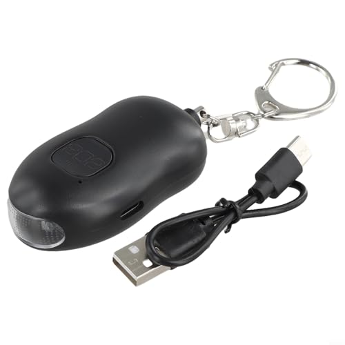 Alarma personal, autodefensa llavero alarma niña antiataque al aire libre gritos alarma de seguridad fuerte portátil (negro)