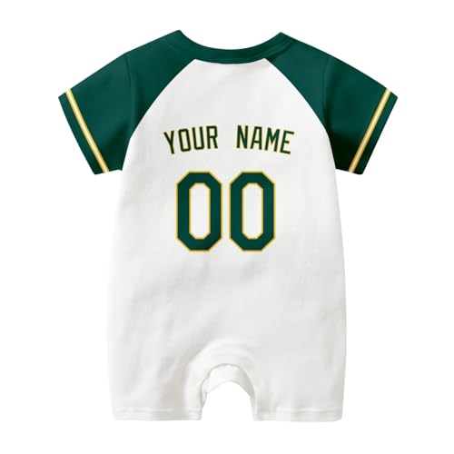 Image of KREDE Baby Clothes Unisex Bodysuit White Custom Name Number for Baby Boys