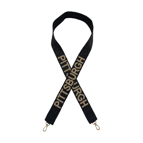 Lashicorn Pittsburgh Black Beaded Purse Strap Yellow Letters 49” Pro Football Stadium Approved Clear Bag Gold Hardware Sports College East Pennsylvania
