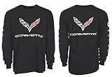 JH DESIGN GROUP Men's Chevy Corvette Long Sleeve Crew Neck T-Shirt Front Back & Sleeve Emblems (4X,...