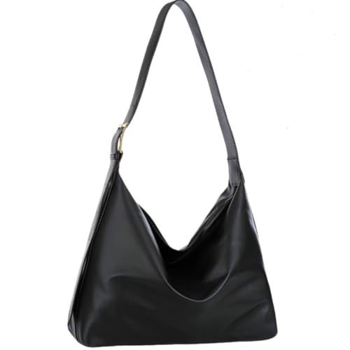 Bolsa Feminina Grande De Ombro Mão Em Couro Pu Cabe Notebook Material Impermeável Resistente Estilo Sacola Tote (Preto)