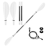 MORGEN SKY カヤックパドル 4ピース分割 ガラス繊維強化PP ガラス繊維強化ポリプロピレン アルミ合金製 グラスファイバー アルミボートオール アルミパドル ダブルプレード 全長220cm kayak用 カヌー用 ツーリング フィッシング 軽量 収納便利 BR06 (ホワイト)