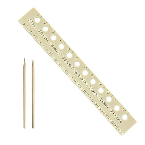 Regla de madera para siembra con 2 dibblers, 3 piezas miniatura 1