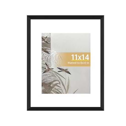 GrittyGrace 11x14 Black Picture Frame 1 Pack, Fits 8x10 Mat, Wall Hanging