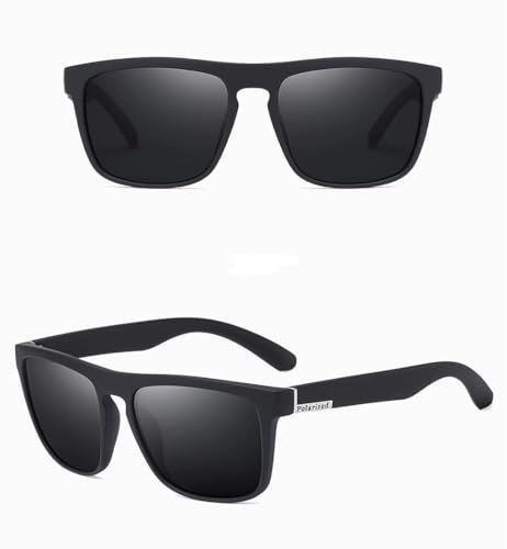 Image of POLARIZED UV400 Wayfarer Square Mirrored Sunglasses for Men Stylish | Rubber Coarted Frame | Metal Hinges | Casual & Sports UV Protected Anti Glare Branded Goggles for Man | Medium