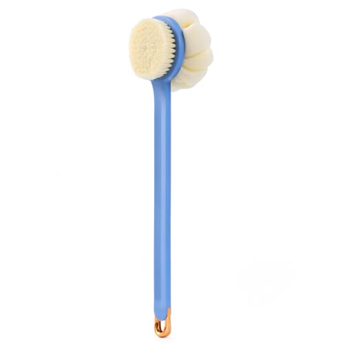 Shower-Body-BrushSoft-Bristles-and-Beautiful-Pumpkin-Loofah-14-Long-Handle-Back-Scrubber-Bath-Mesh-Sponge-for-Skin-Exfoliating-BathMassage-Bristles-Suitable-for-Wet-or-DryMen-and-Women-Blue