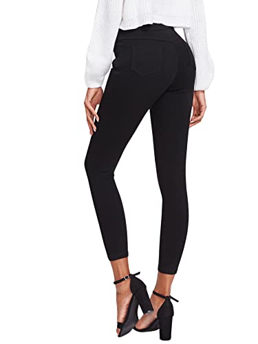 Image of Women's High Waist Stretch Denim Crop Skinny Jeans Casual Pants