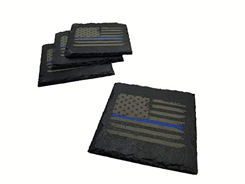 Police Flag Slate Coaster Set