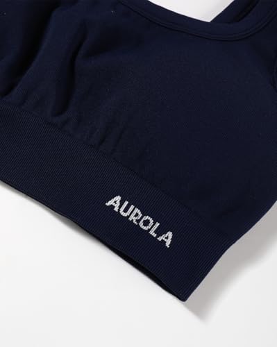 Image of AUROLA Power Womens Square Back Basic Sports Bra - Square Neck Padded Low Impact Yoga Bra Workout Crop Top
