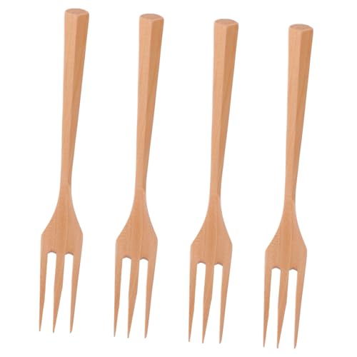 DECHOUS 4pcs Wooden Salad Fork Multifunctional Kitchen Utensils for Cooking Serving Elegant Design for Restaurants Home Use Versatile Wooden Forks