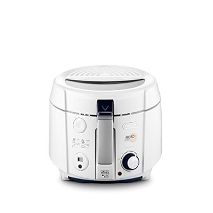 De'Longhi RotoFry F38436.W Roto-Fritteuse, 1,2 kg Fassungsvermögen, Easy Clean System, Antihaftbeschichtung, herausnehmbarer Frittierbehälter, Ölablauffunktion, 1800 Watt, Weiß