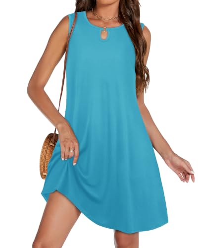 Image of Summer Dresses for Women 2026 Casual Sleeveless Sundress Floral Loose Fit Beach Cover Up with Pocket
