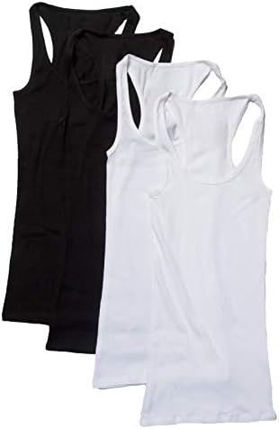 Zenana Outfitters 4 Pack Womens Basic Ribbed Racerback Tank Top