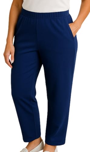 Turtle Bay New York Plus Size Women's Knit Straight Leg Elastic Waist Sweatpants with Flat Front Waistband