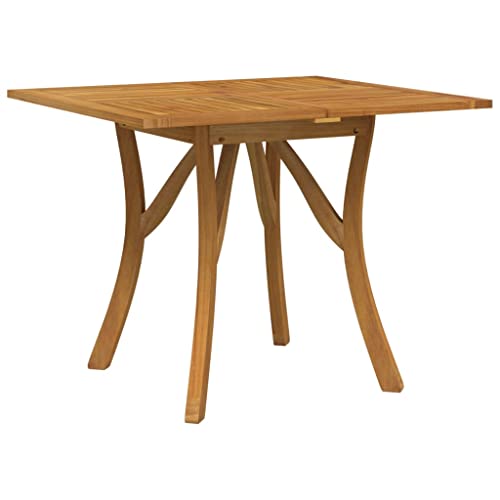 Mhdvray Mesa de jardín de madera maciza de acacia, 85 x 85 cm, resistente a la intemperie, diseño moderno para balcón, terraza, salón, muebles de exterior, mesa con patas curvadas