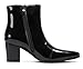 Santimon Cowboy Boots for Men Casual Dress Party Patent Leather Chelsea Boots Zipper On Side Mid Calf Western Boots for Men Black 13