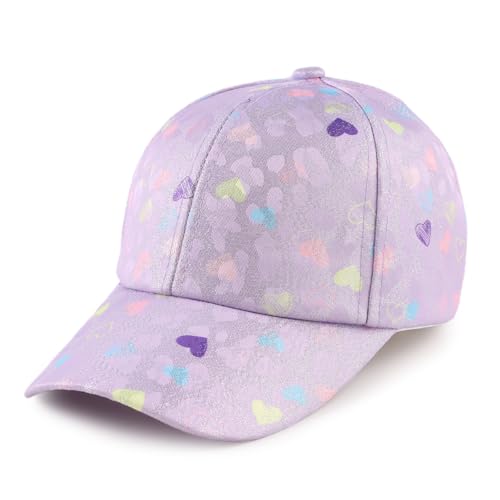 MniJiza Kindermütze Mädchen Sommer Sonnenhut Für Mädchen Katze Floral Schmetterlinge Baby Mütze (4-8Jahre Lila Herz)