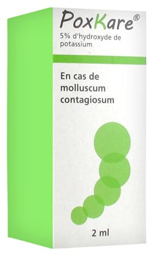 PoxKare® Molluscum – Solution d’Hydroxyde de Potassium 5% – Traitement Ciblé & Indolore – Embout Applicateur Fin – Sans Saignement – Enfant